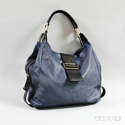 Kenneth Cole Blue and Black Leather Hobo Bag