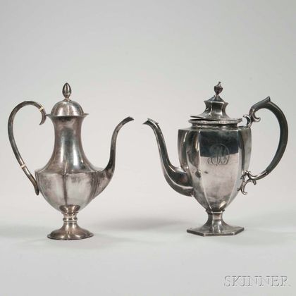 Two Sterling Silver Coffeepots