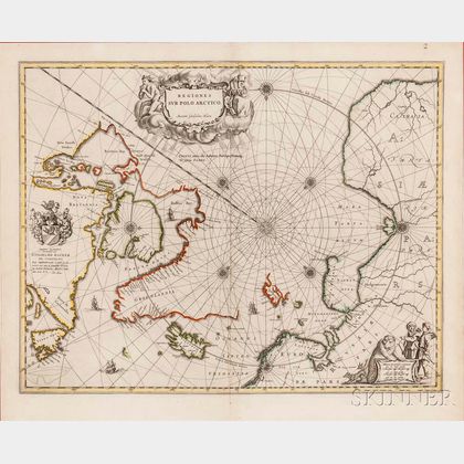 Arctic Circle, North Pole. Johannes Blaeu (1596-1673) Regiones Sub Polo Arctico.