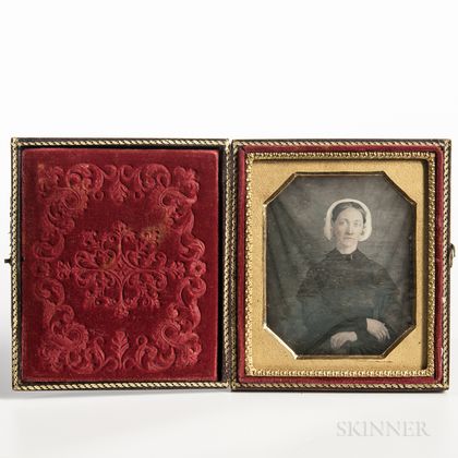 Sixth-plate Tinted Daguerreotype of a Seated Young Woman