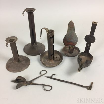 Six Pieces of Early Iron Lighting