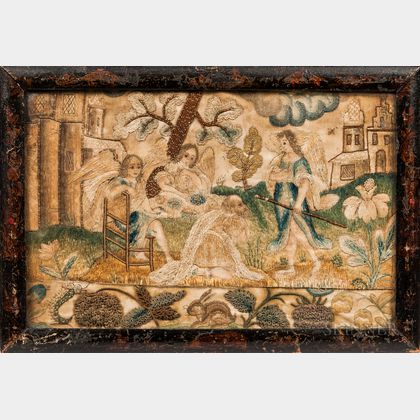 Small Abraham and the Three Angels Needlework Picture