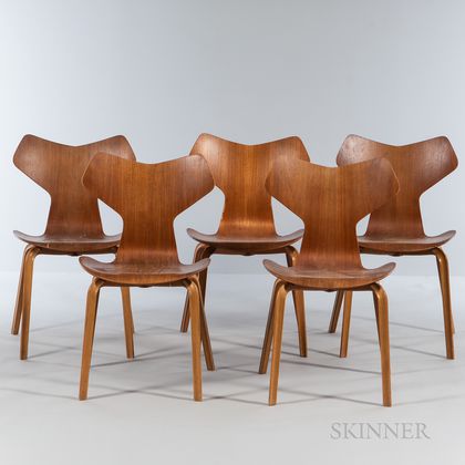 Five Arne Jacobsen (Danish, 1902-1971) for Fritz Hansen Grand Prix Chairs