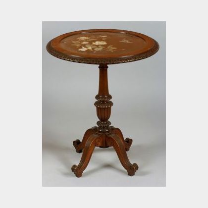 American Victorian Mahogany Occasional Table with Italian Pietra Dura Marble Top