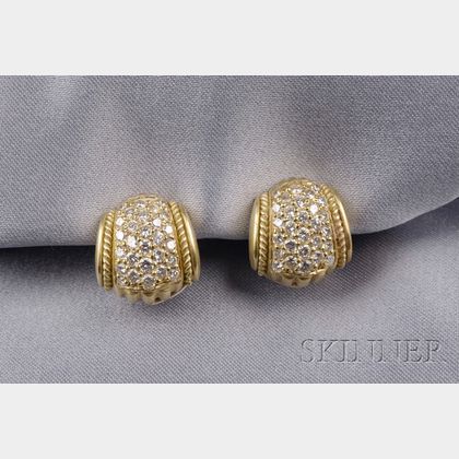 18kt Gold and Diamond Earclips, Judith Ripka