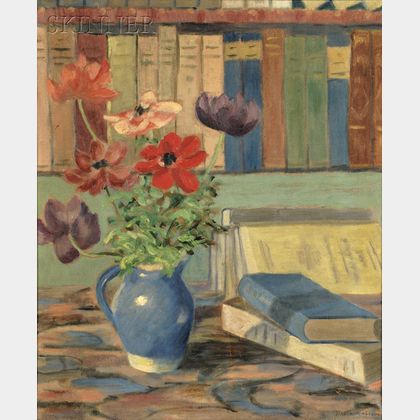 Thalia Wescott Malcom (French/American, b. 1888) Still Life with Books and Anemones