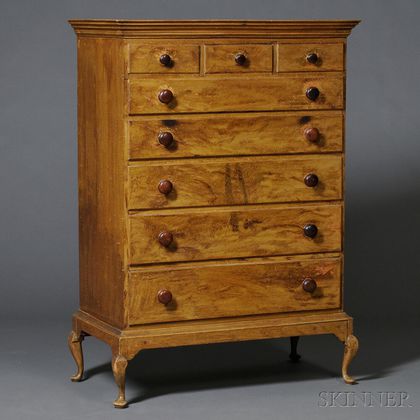 Queen Anne Grain-painted Chest-on-frame