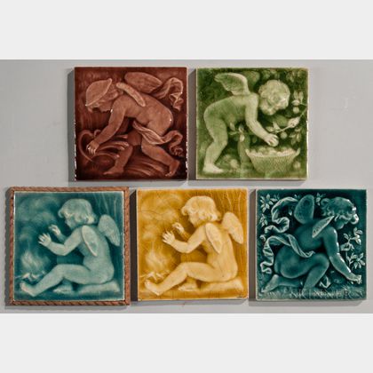 Five Trent Tile Company Art Pottery Tiles 