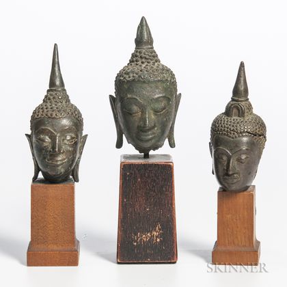 Three Bronze Buddha Heads