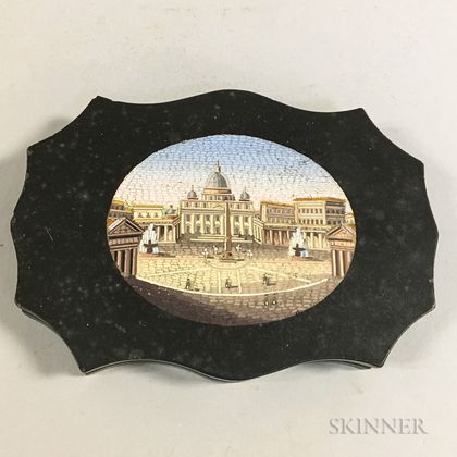 Italian Grand Tour Souvenir Micromosaic Paperweight of St. Peter's Basilica