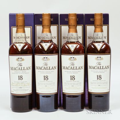 Macallan 18 Years Old Vertical Set, 4 750ml bottles (oc) 