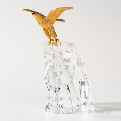 Steuben 18kt Gold, and Glass "Eagle" Sculpture