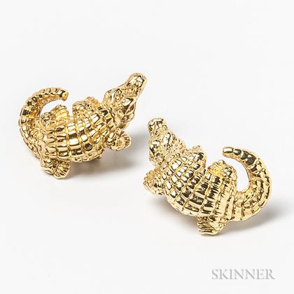 Italian 14kt Gold Alligator Earrings