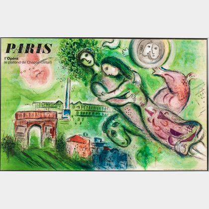 Charles Sorlier (French, 1921-1990) After Marc Chagall (Russian/French, 1887-1985) Poster: PARIS lOpéra - le plafond de Chagall (détai 