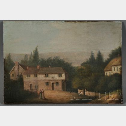 British School, 19th Century Cottages Near Winchester in England
