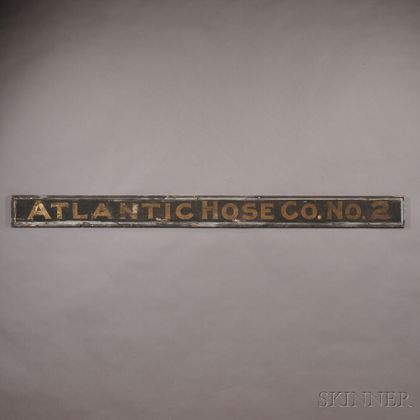 Painted Wooden Sign "ATLANTIC HOSE CO. NO. 2,"