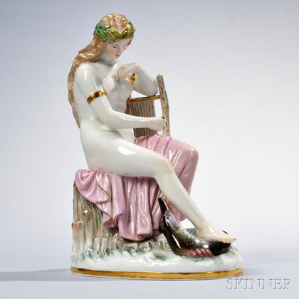 Meissen Porcelain Figure of a Maiden with Lyre
