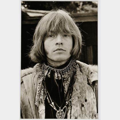 Jim Marshall (American, 1936-2010) Brian Jones, 1967, printed later. Inscribed 4042-20 in black ink and with Marshalls San Francisco 