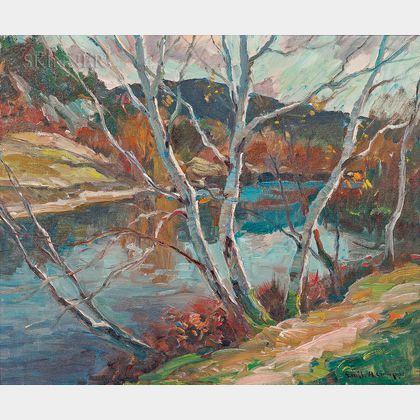 Emile Albert Gruppé (American, 1896-1978) Birches & Lamoille River
