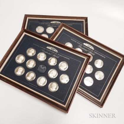 Set of Thirty-six Franklin Mint White House Historical Association Sterling Silver Medals