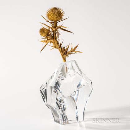 Steuben Gold and Glass "Thistle Rock" Sculpture
