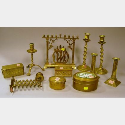 Eleven Brass Table Items