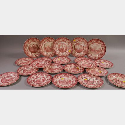 Twenty-six Pieces of Assorted Wedgwood Harvard University Ceramic Tableware