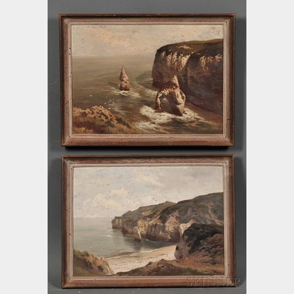 Edward Henry Holder (British, fl. 1864-1917) Two Framed Coastal Views: The King and Queen Rocks, Flamborough