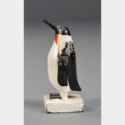 Carved and Painted Wooden Emperor Penguin Paperweight