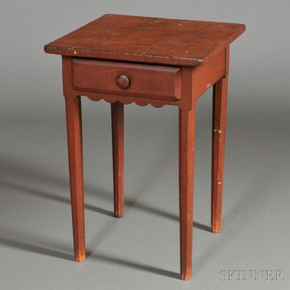 Red-painted Pine Single-drawer Stand