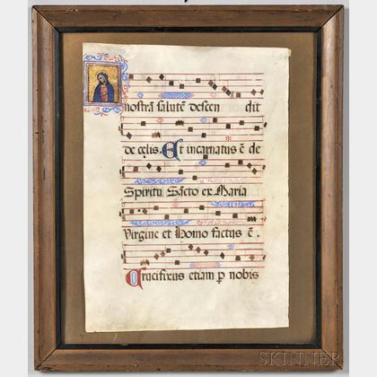 Manuscript Leaf on Parchment, Music.