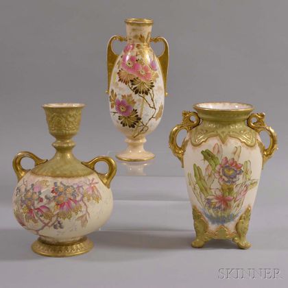 Three Royal Bonn Floral-decorated Ceramic Vases