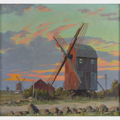 Alfred Gunnar Bjareby (American, 1899-1967) Windmills