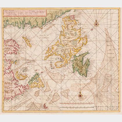 Canada, Northeast Coast, Newfoundland. Gerard van Keulen (1678-1726) Carte Nouvelle Contenant la Partie dAmerique le plus Septentriona 