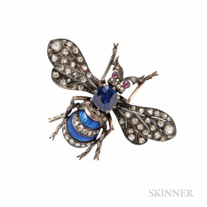 Sapphire and Diamond Insect Brooch
