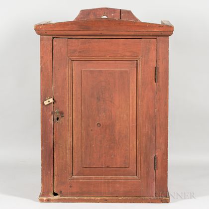Red-painted Pine Hanging Cupboard