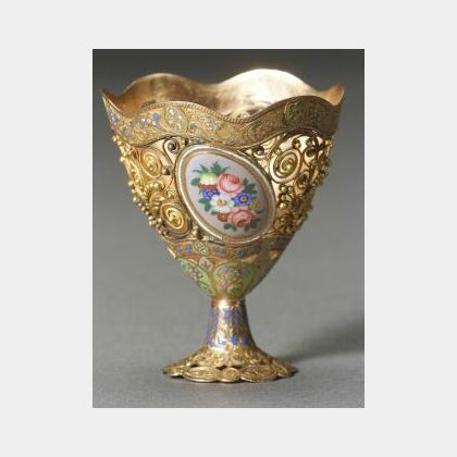 Fine French Enamel and Gilt Egg Cup
