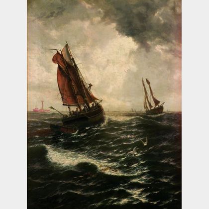 Thomas Rose Miles (British, fl. 1869-1906) Sailing of the Herring-Fleet