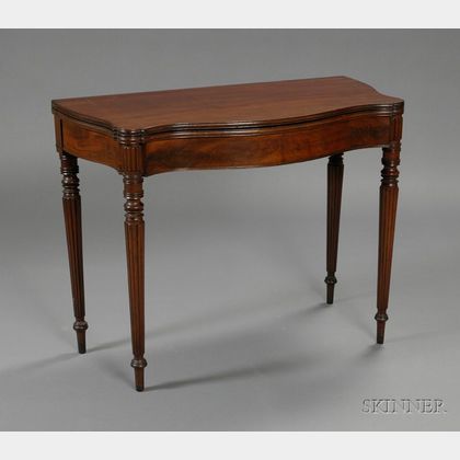 Mahogany Carved Serpentine Top Card Table