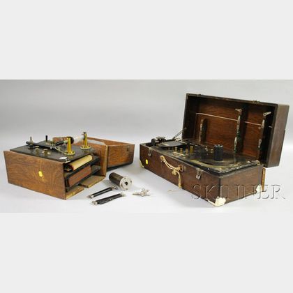 Two Oak Boxed Electrical Medical Apparatus