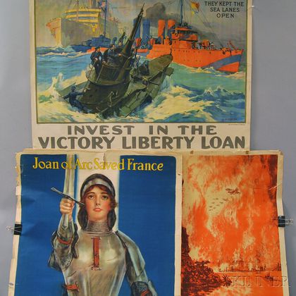 Three U.S. WWI Lithograph Bond and War Savings Stamps Posters