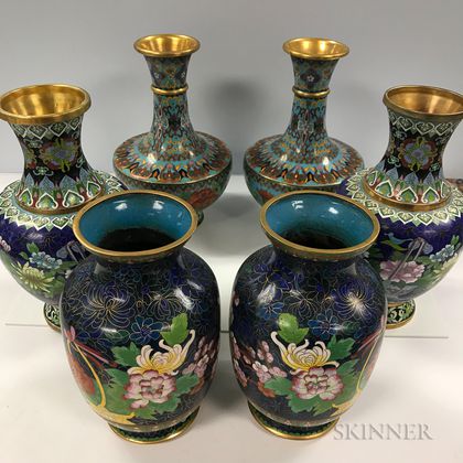 Three Pairs of Cloisonne Vases