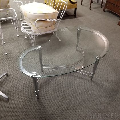 Modern Chrome and Glass Kidney-shaped Coffee Table