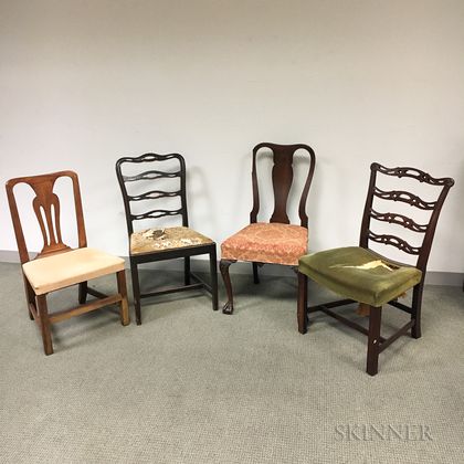 Four Queen Anne and Chippendale Side Chairs