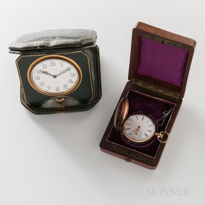 Eight-day Travel Clock and a Jules Mathey Hunter-case Watch