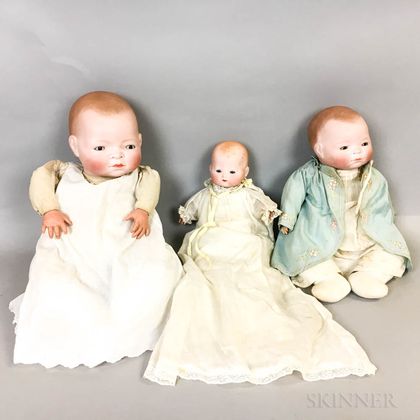 Two Bisque Head Grace Putnam Dolls and a German Doll