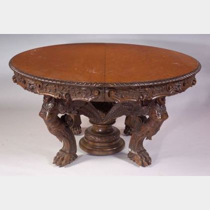 Renaissance Revival Oak Dining Table