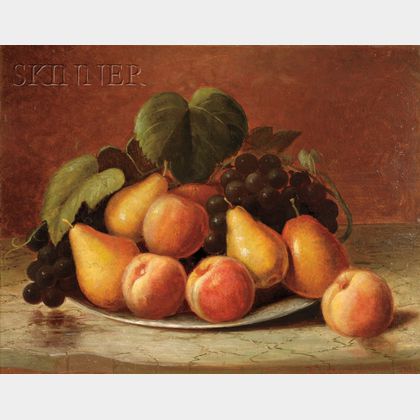 Richard La Barre Goodwin (American, 1840-1910) Still Life with Peaches, Pears, and Grapes