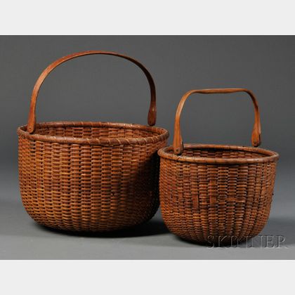 Two Swing-handle Nantucket Baskets