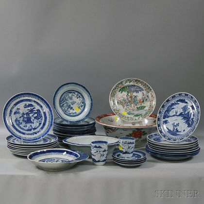 Forty-three Mostly Canton Asian Porcelain Items